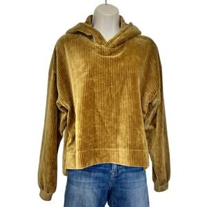 Aerie Groove-On Velour Ribbed Cropped Hoodie OVERSIZED Size XS